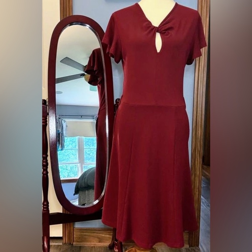 Voodoo Vixen Burgundy Dress with Knot Detail